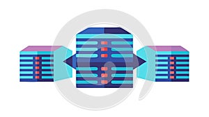 Data Servers and Network Flow in Modern Data Center, vector design Generative AI