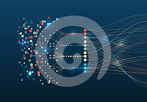 Data set analysis and visualization. Abstract business analytics. An array of information in the form of waves. Large data stream