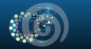 Data set analysis and visualization. Artificial intelligence, business analytics. An array of information in the form of a disk.