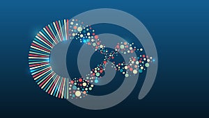 Data set analysis and visualization. Artificial intelligence, business analytics. An array of information in the form of a disk.