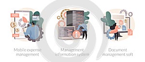 Data sharing and analysis abstract concept vector illustrations.