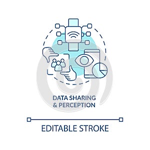 Data sharing, perception turquoise concept icon