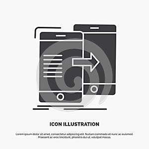 data, Sharing, sync, synchronization, syncing Icon. glyph vector gray symbol for UI and UX, website or mobile application