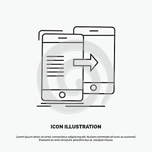 data, Sharing, sync, synchronization, syncing Icon. Line vector gray symbol for UI and UX, website or mobile application