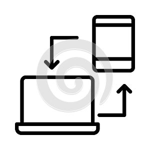 Data sharing thin linet vector icon