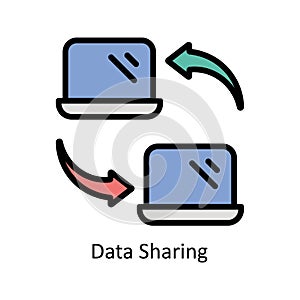 Data Sharing vector Filled outline icon style illustration. EPS 10 File