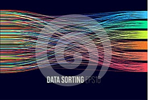 Data sorting. Big data analytics stream. Information classification. photo