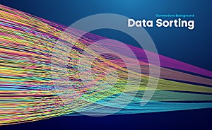 Data sorting colorful lines background. Data flow technology illustration
