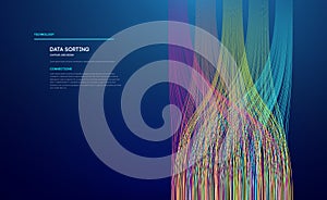 Data sorting colorful lines background. Data flow technology illustration
