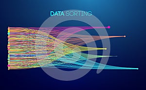 Data sorting colorful lines background. Data flow technology illustration