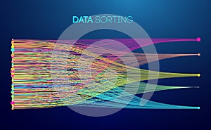 Data sorting colorful lines background. Data flow technology illustration