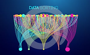 Data sorting colorful lines background. Data flow technology illustration