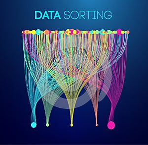 Data sorting colorful lines background. Data flow technology illustration