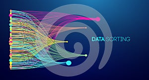 Data sorting colorful lines background. Data flow technology illustration