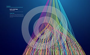 Data sorting colorful lines background. Data flow technology illustration