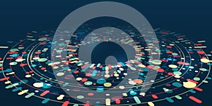 Data sorting process. Big data stream futuristic infographics. File structuring, machine learning. Big data visualization. A