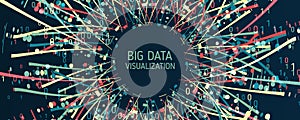 Data sorting process. Big data stream futuristic infographics. File structuring, machine learning. Big data visualization. A