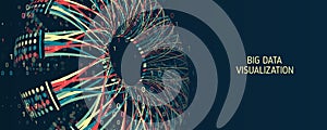 Data sorting process. Big data stream futuristic infographics. File structuring, machine learning. Big data visualization. A