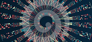 Data sorting process. Big data stream futuristic infographics. File structuring, machine learning. Big data visualization. A