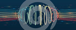 Data sorting process. Big data stream futuristic infographics. File structuring, machine learning. Big data visualization. A