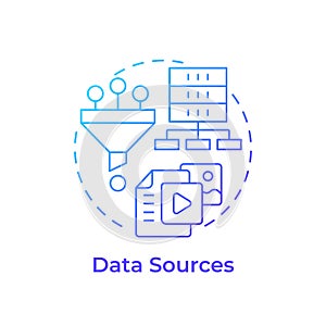 Data sources blue gradient concept icon