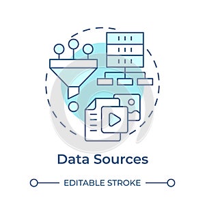 Data sources soft blue concept icon