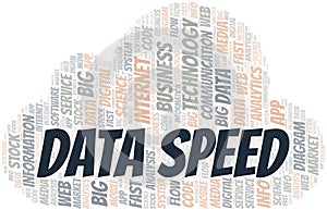Data Speed vector word cloud, made with text only.