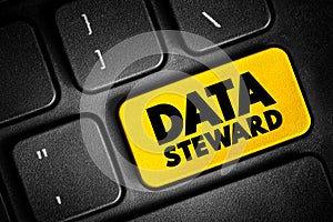 Data steward - oversight or data governance role within an organization, text button on keyboard