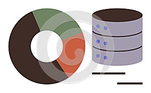 Data Storage and Analysis Concept with Pie Chart and Server Stack