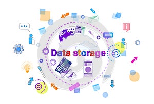 Data Storage Center Hosting Server Computer Device Information Database Technology Banner