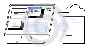 Digital Interface with Modern Online Documents and Cloud Synchronization Concept