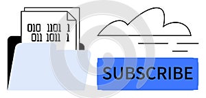 Data Storage and Cloud Subscription Concept with Digital Files and Cloud Icon