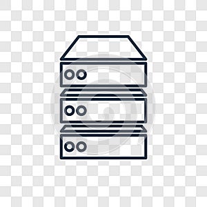 Data storage concept vector linear icon isolated on transparent