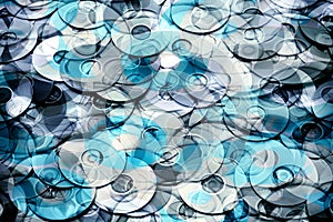 Data storage conceptual layered blue abstraction of DVD and CD data storage disks