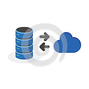 Data storage icon with connect cloud base storage