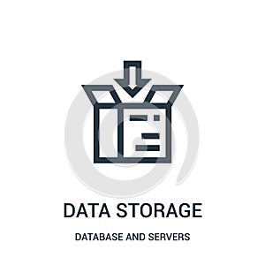 data storage icon vector from database and servers collection. Thin line data storage outline icon vector illustration