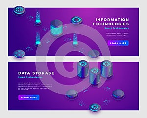 Data storage and information technology concept banner template