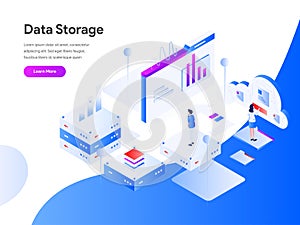 Data Storage Isometric Illustration Concept. Modern flat design concept of web page design for website and mobile website.Vector