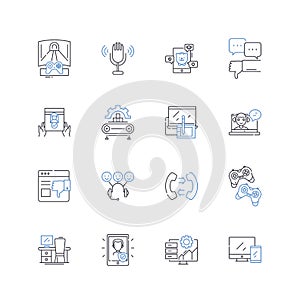 Data storage line icons collection. Backup, Archive, Compression, Capacity, Redundancy, Retrieval, Transfer vector and