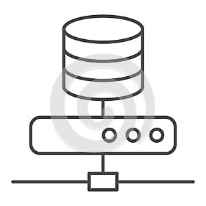 Data storage thin line icon. Computer server vector illustration isolated on white. Database outline style design