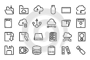 Data Storage Vector Line Icons 2