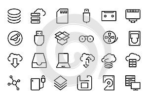 Data Storage Vector Line Icons 2