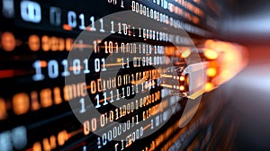 Data Stream: Binary Code Flowing Through Network Connection, Abstract Technology Concept