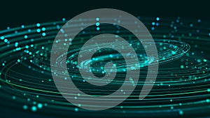 Data stream. Digital mind. Creation of artificial intelligence. Massive data, digital funnel