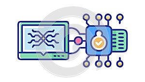 Data Stream Digital Processing Interface, vector design Generative AI