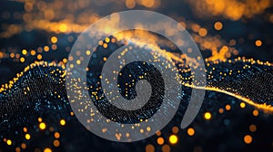 Data stream flowing on abstract digital ocean