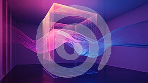 Data stream flowing through transparent digital cube structure