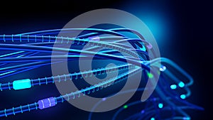 Data stream, network cable, neon lights twisted wire