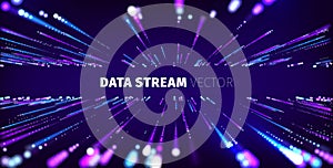 Data stream tunnel abstract vector background. Data transfer