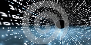 Generative AI Data Stream Tunnel With Binary Code Representing Digital Transformation and Technology Innovation Cr